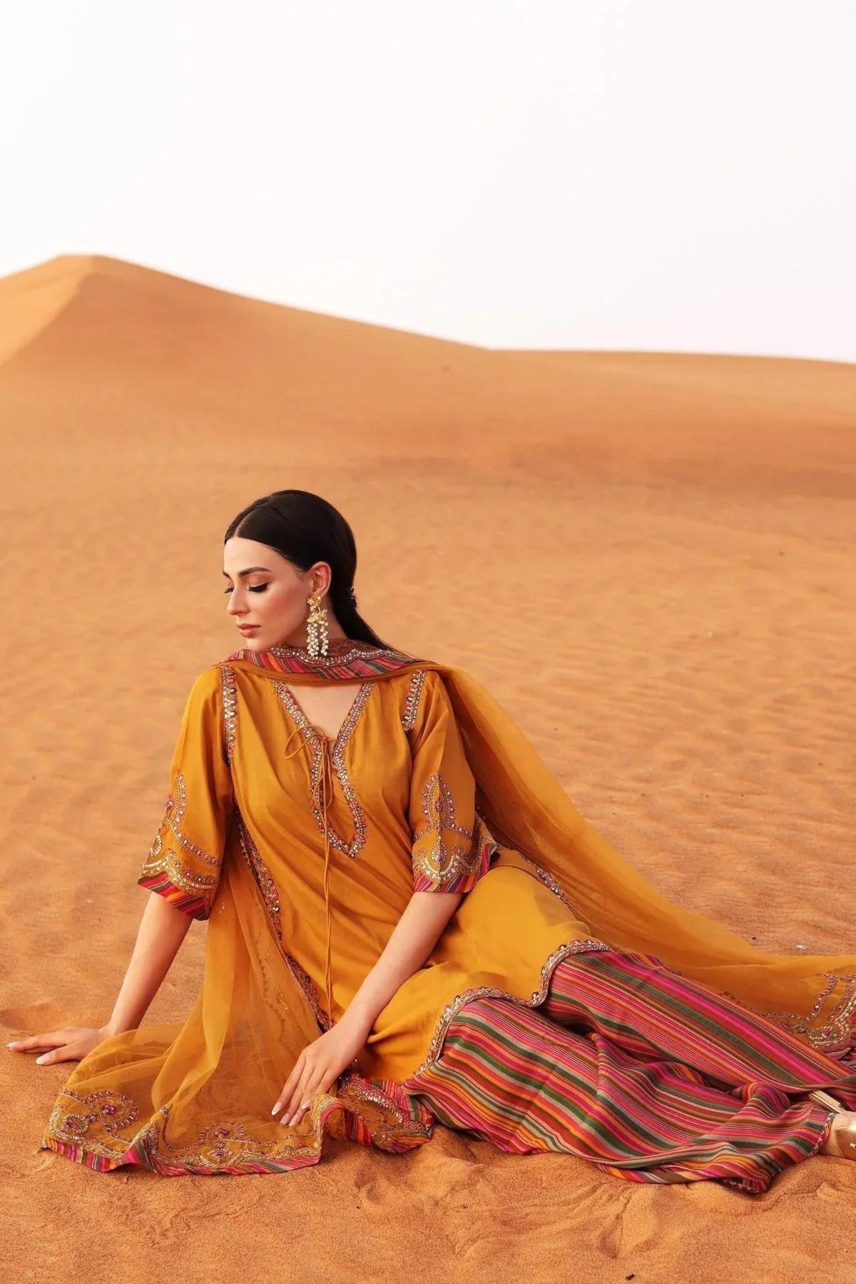 Charizma Festive Pret Rust Raw Silk – view 5 – Poshaq