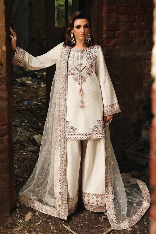 Charizma Festive Pret Off White Raw Silk – view 1 – Poshaq