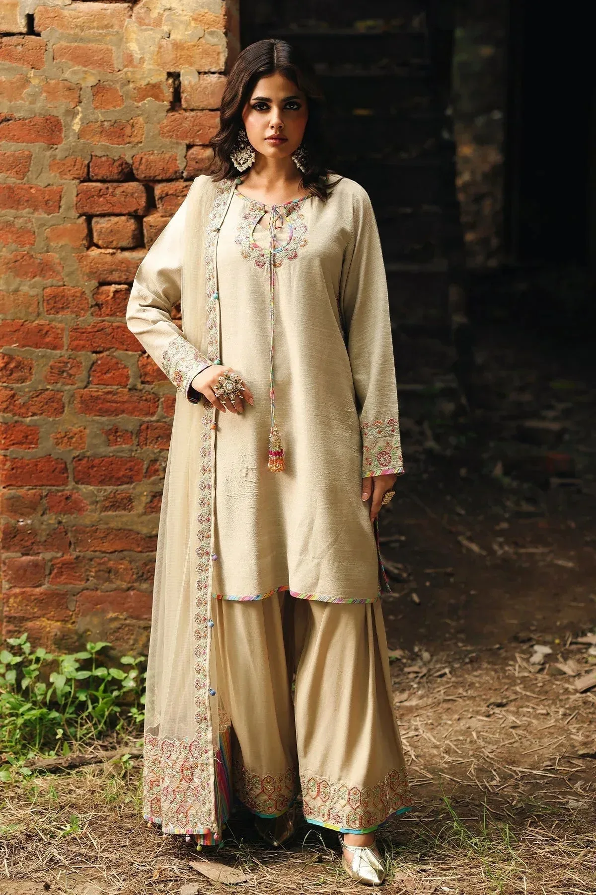 Charizma Festive Pret Beige Raw Silk – view 1 – Poshaq