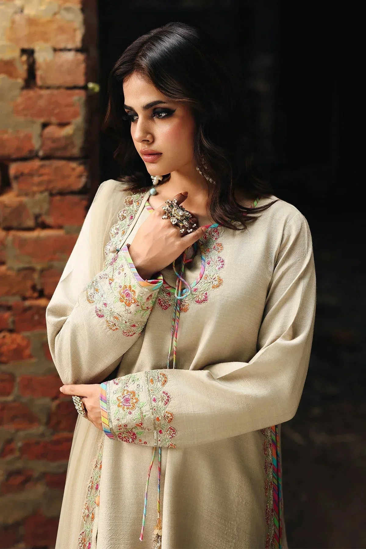 Charizma Festive Pret Beige Raw Silk – view 4 – Poshaq