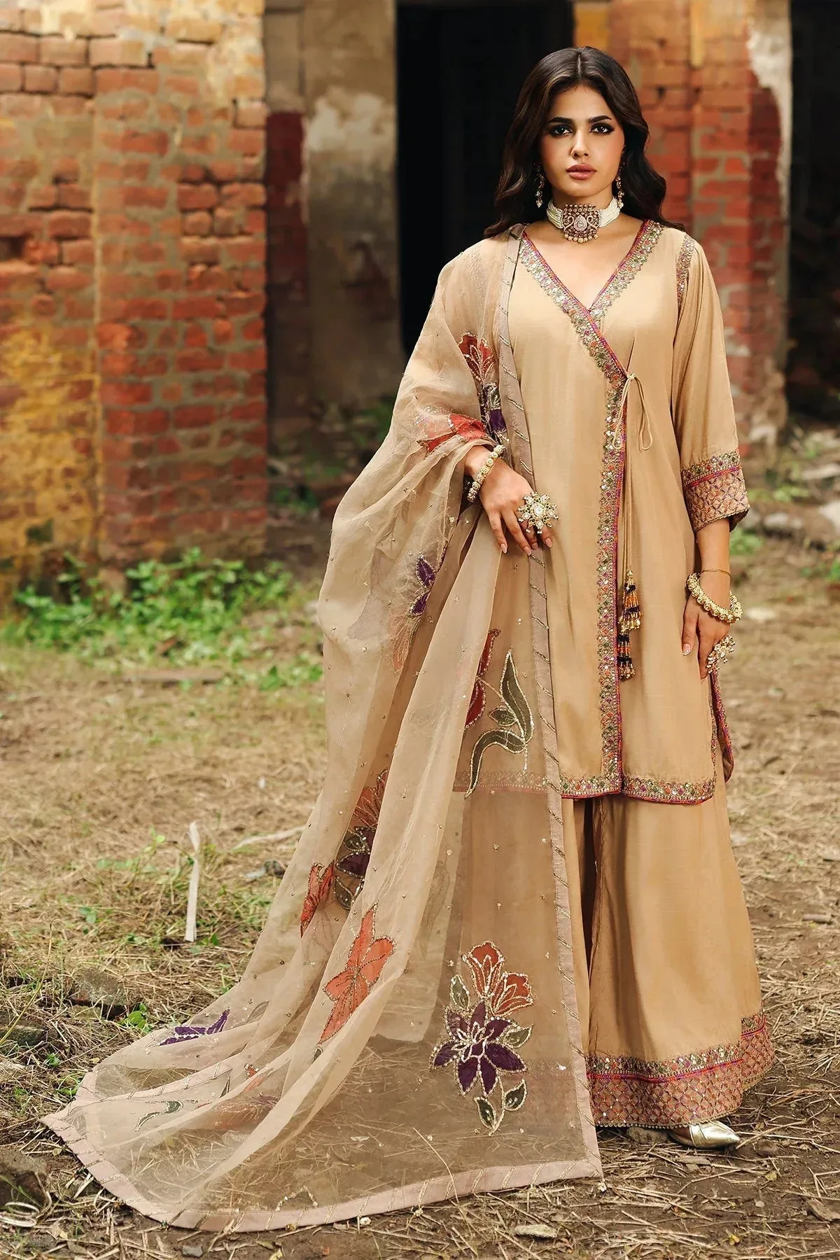 Charizma Festive Pret Beige Raw Silk – view 1 – Poshaq