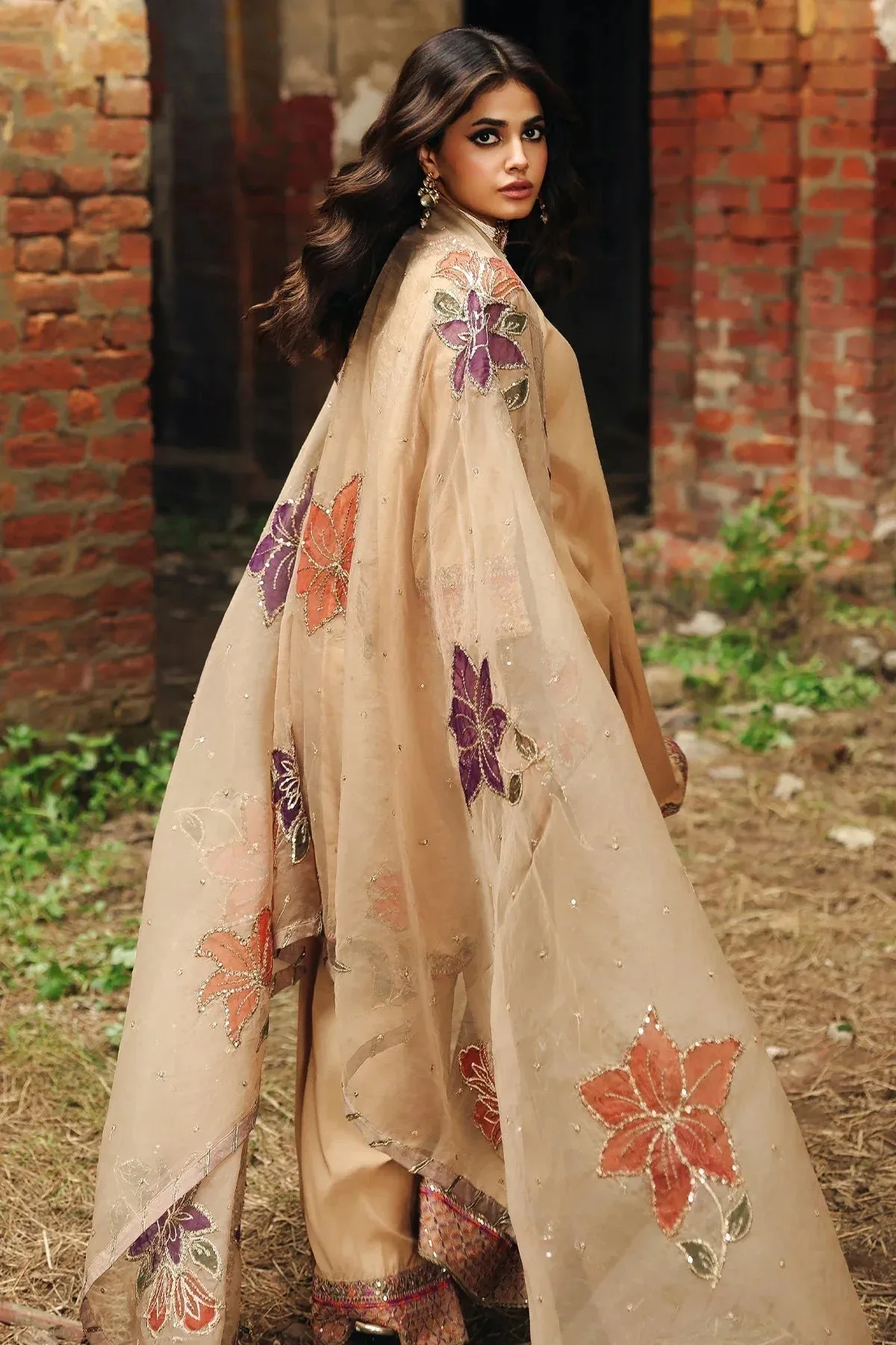 Charizma Festive Pret Beige Raw Silk – view 2 – Poshaq