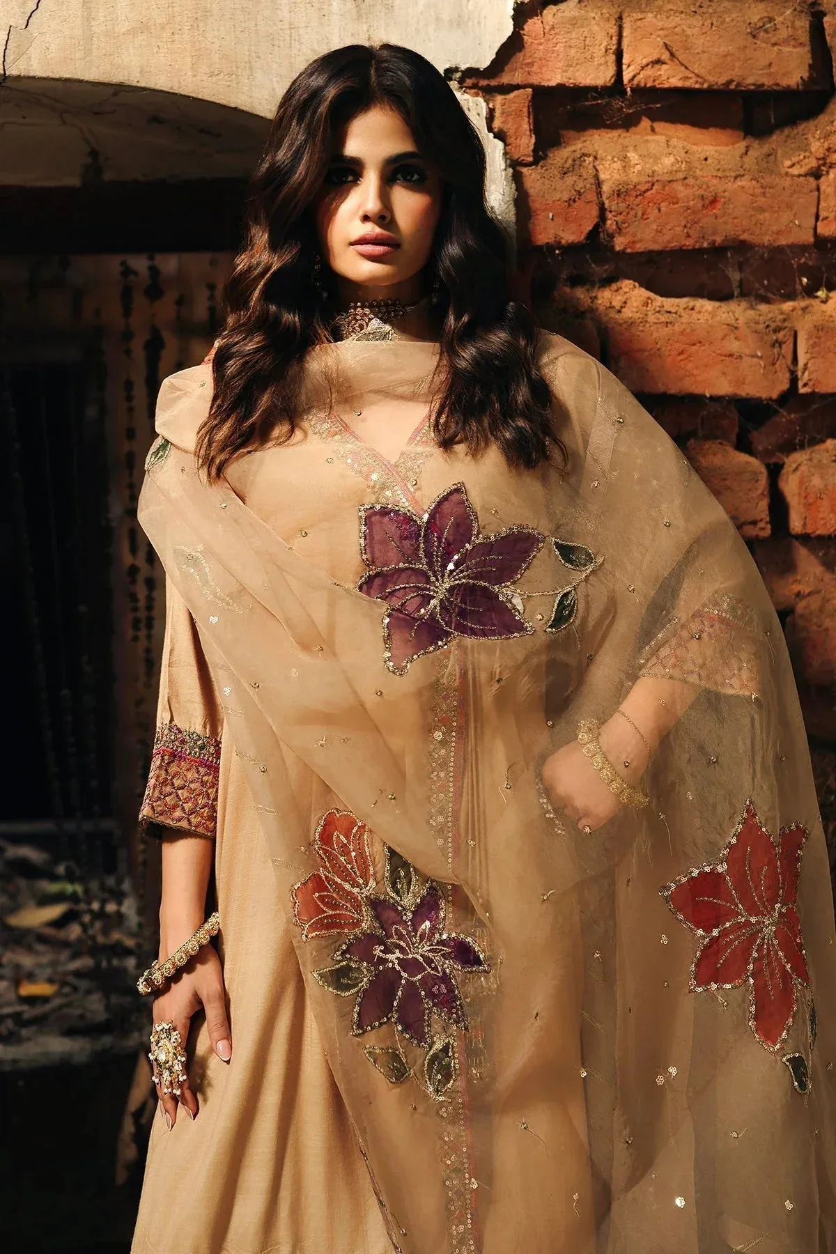 Charizma Festive Pret Beige Raw Silk – view 4 – Poshaq