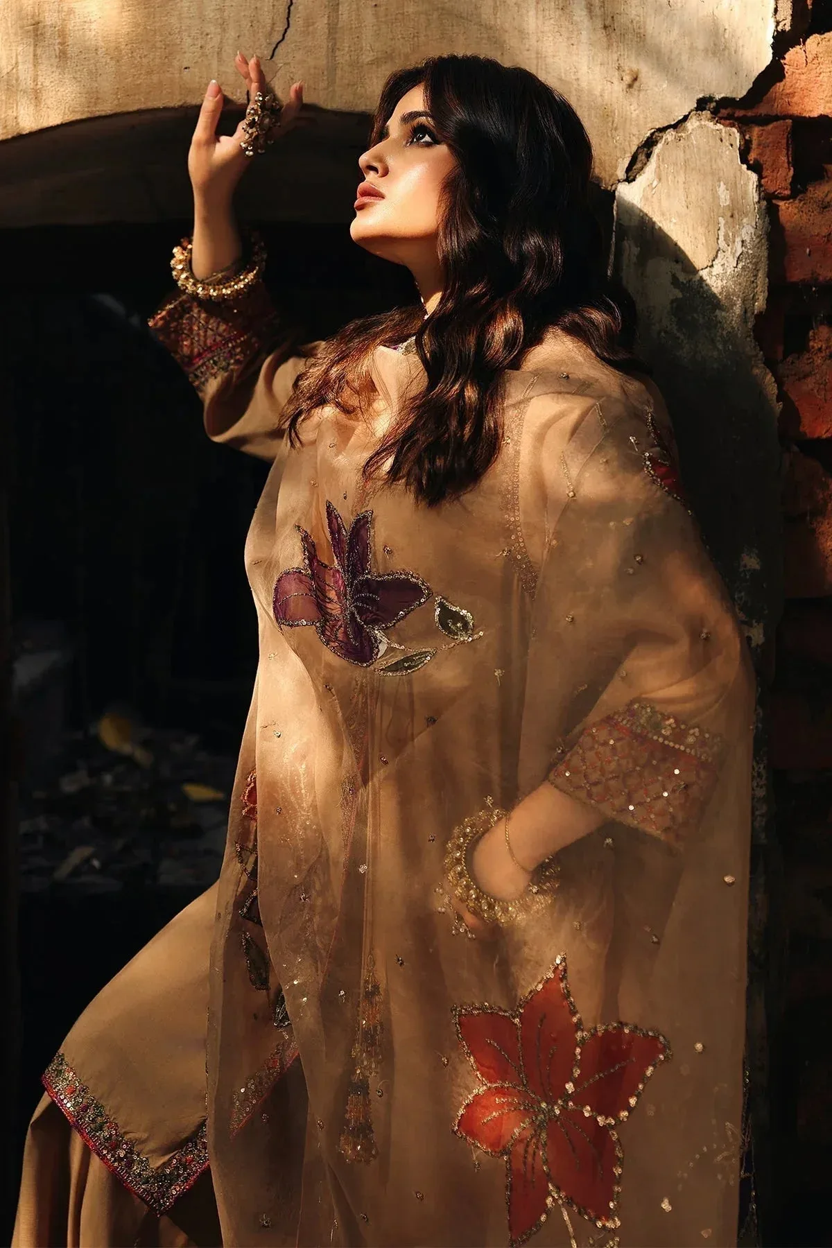 Charizma Festive Pret Beige Raw Silk – view 5 – Poshaq