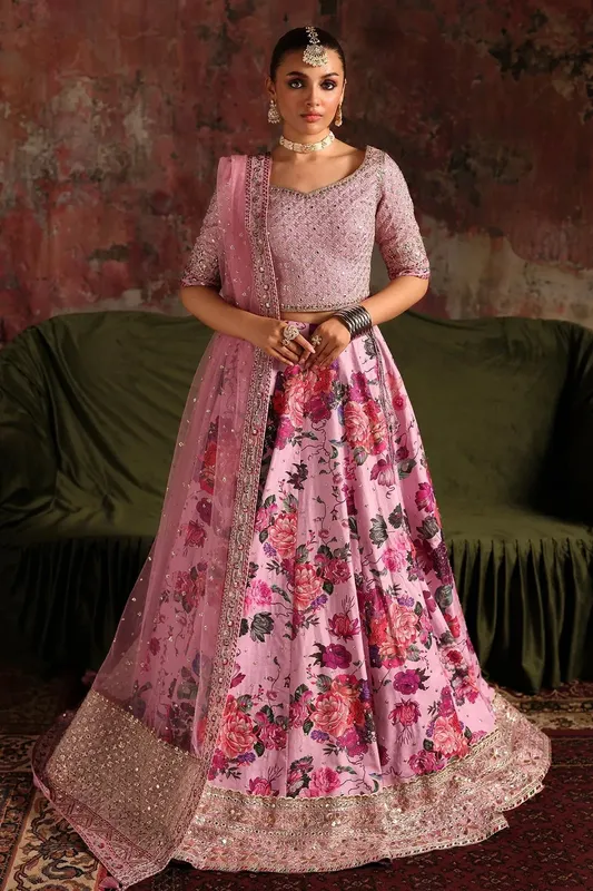 Charizma Statement Formals Pink Raw Silk – view 1 – Poshaq
