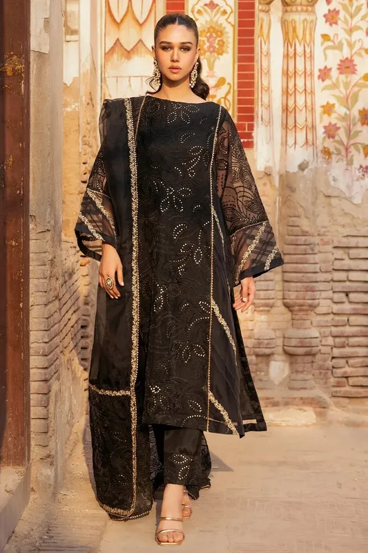 Charizma Festive Pret Black Raw Silk – view 1 – Poshaq