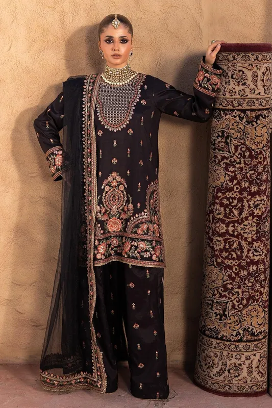 Charizma Festive Pret Black Raw Silk – view 1 – Poshaq