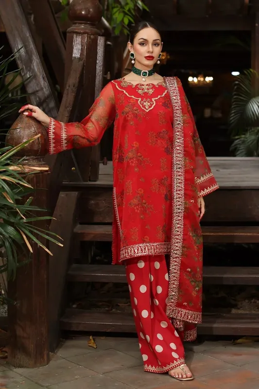 Charizma Festive Pret Orange Raw Silk – view 1 – Poshaq