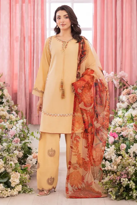 Charizma Festive Pret Orange Raw Silk – view 1 – Poshaq