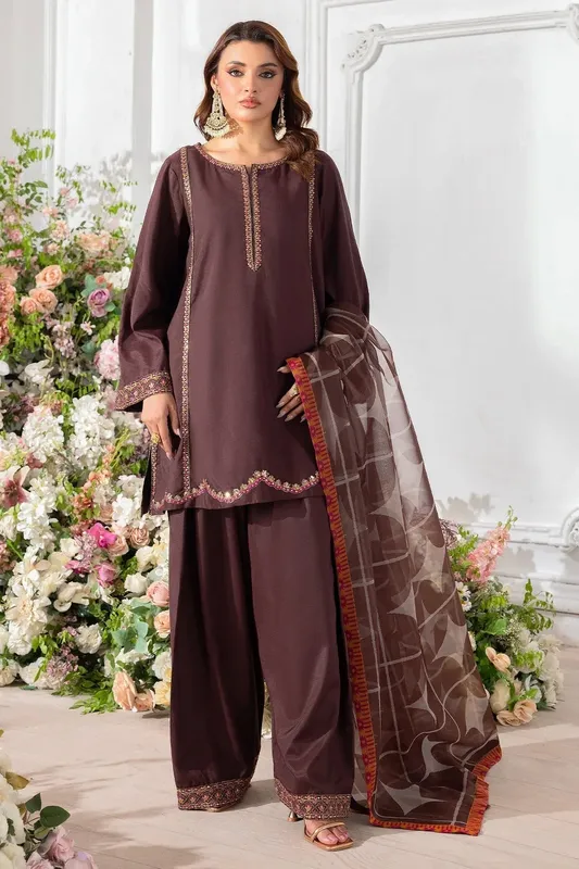 Charizma Festive Pret Brown Raw Silk – view 1 – Poshaq