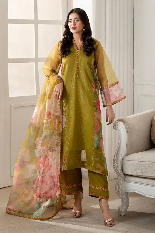 Charizma Festive Pret Mehndi Silk – view 1 – Poshaq