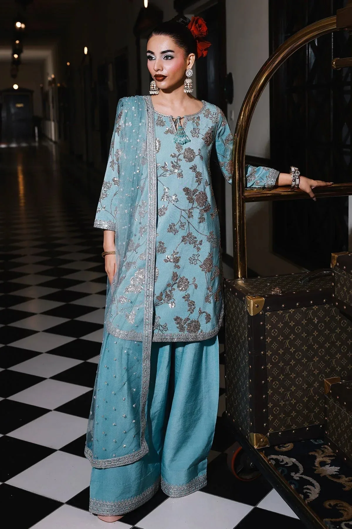 Charizma Festive Pret Blue Raw Silk – view 1 – Poshaq