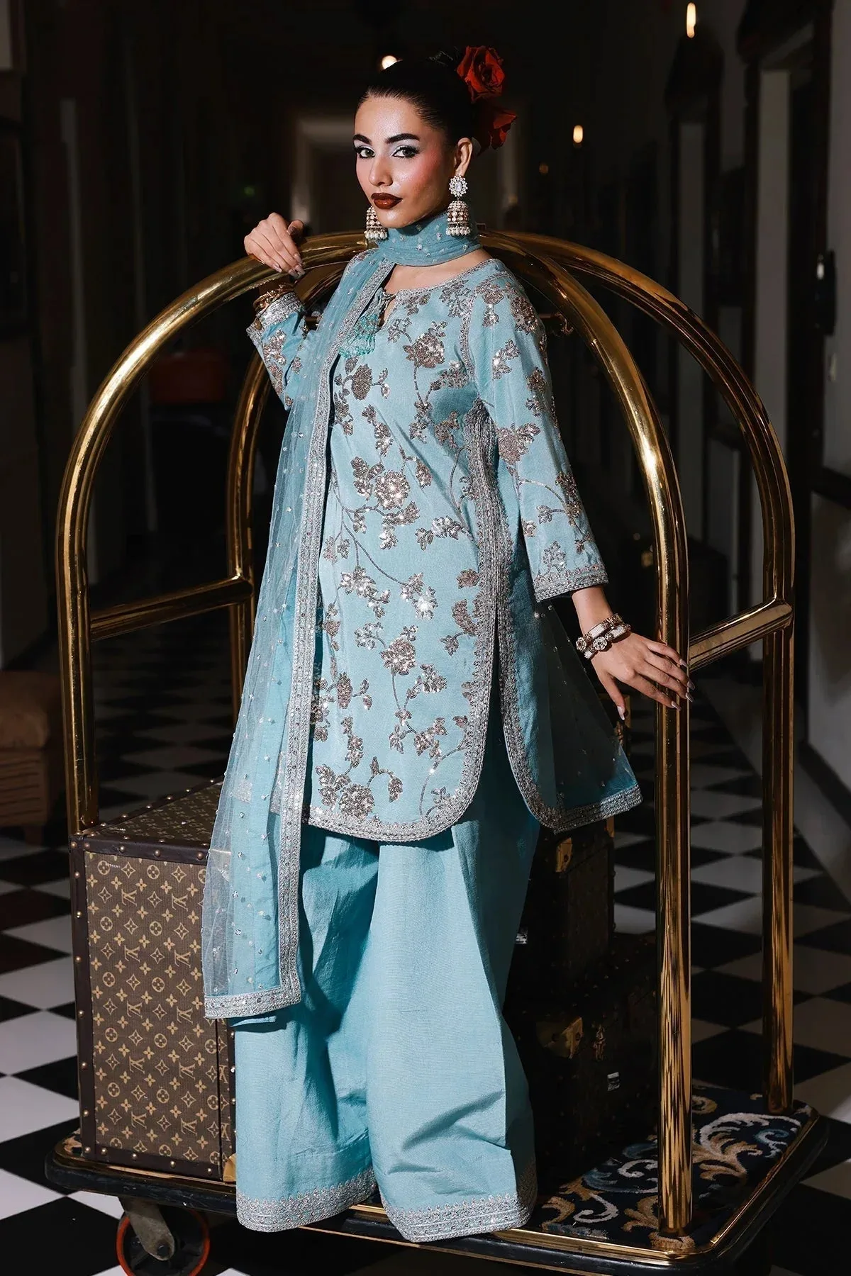 Charizma Festive Pret Blue Raw Silk – view 2 – Poshaq