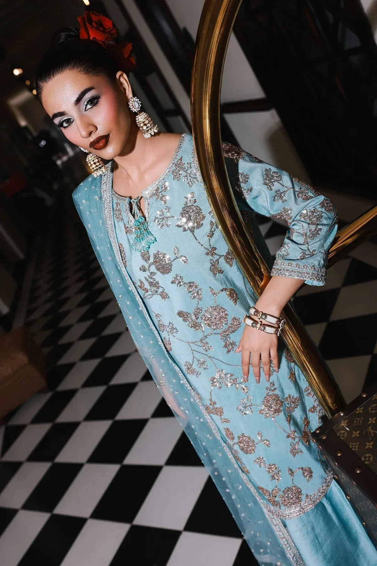 Charizma Festive Pret Blue Raw Silk – view 4 – Poshaq