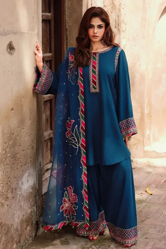 Charizma Festive Pret Zinc Raw Silk – view 1 – Poshaq