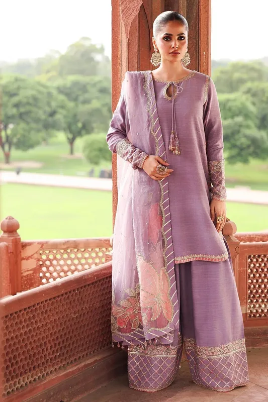 Charizma Festive Pret Pink Raw Silk – view 1 – Poshaq