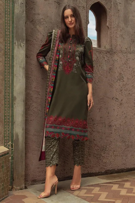 Charizma C Prints Winter 25 green Linen – view 1 – Poshaq