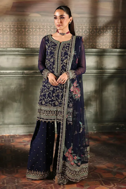 Charizma Dastan e Jashan Blue Raw Silk – view 1 – Poshaq
