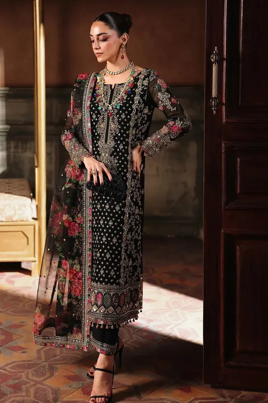 Charizma Dastan e Jashan Black Raw Silk – view 1 – Poshaq