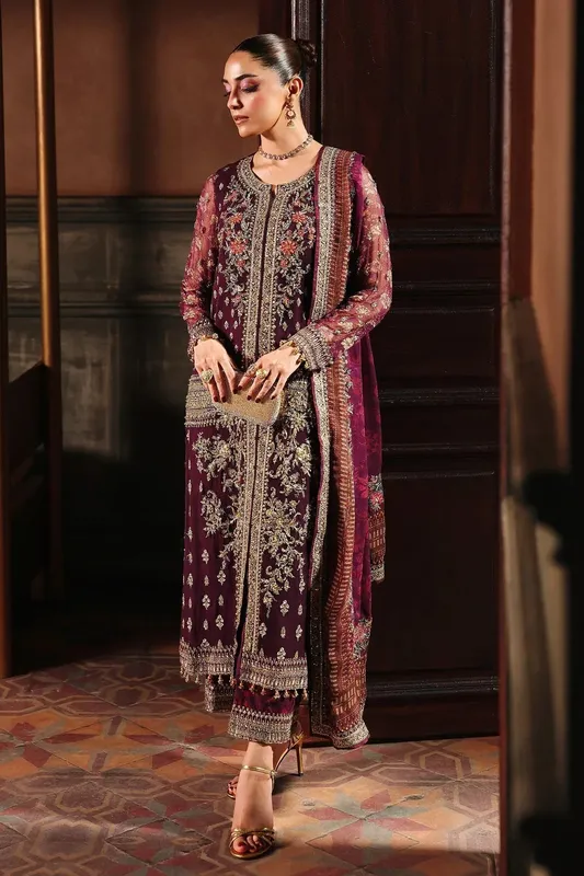 Charizma Dastan e Jashan Maroon Raw Silk – view 1 – Poshaq
