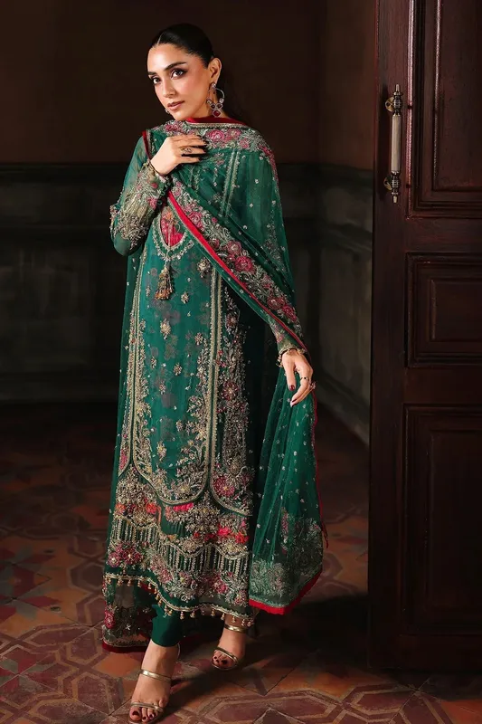 Charizma Dastan e Jashan Green Raw Silk – view 1 – Poshaq