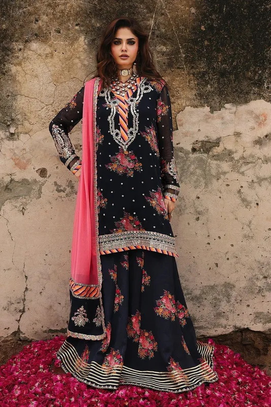 Charizma Vasal Chiffon 25 Black Raw Silk – view 1 – Poshaq