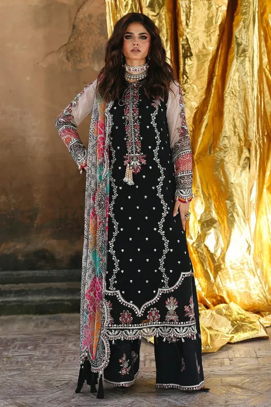 Charizma Vasal Chiffon 25 Black Raw Silk – view 1 – Poshaq