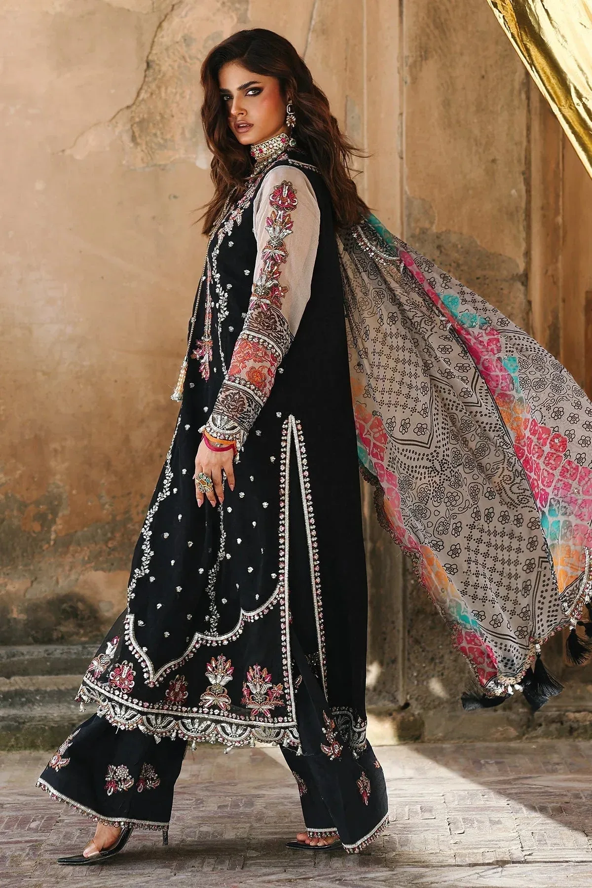 Charizma Vasal Chiffon 25 Black Raw Silk – view 2 – Poshaq
