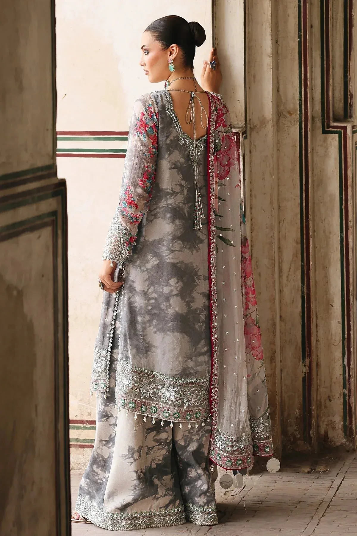 Charizma Vasal Chiffon 25 Gray Olive Raw Silk – view 2 – Poshaq