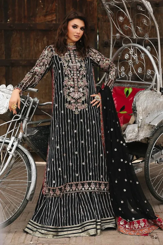 Charizma Vasal Chiffon 25 Black Raw Silk – view 1 – Poshaq