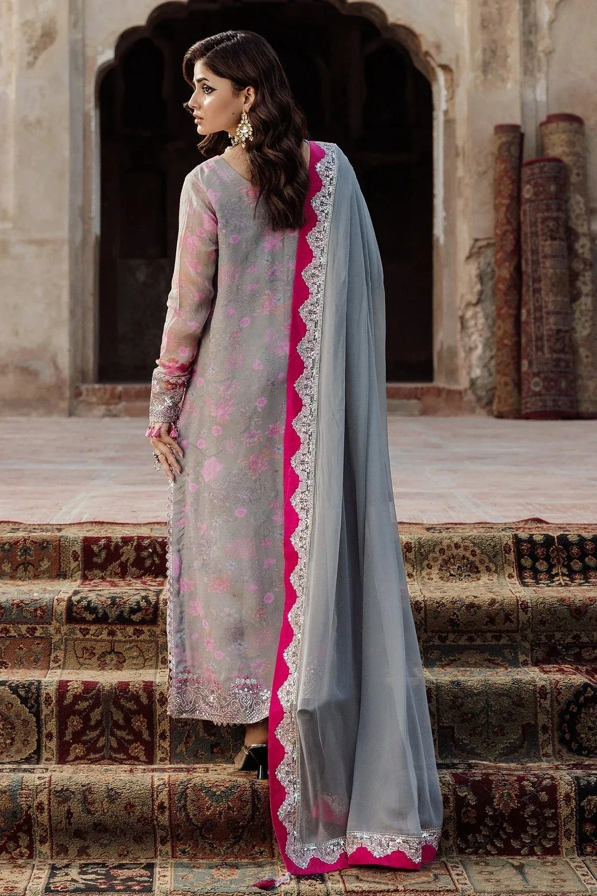 Charizma Vasal Chiffon Light Gray Raw Silk – view 2 – Poshaq