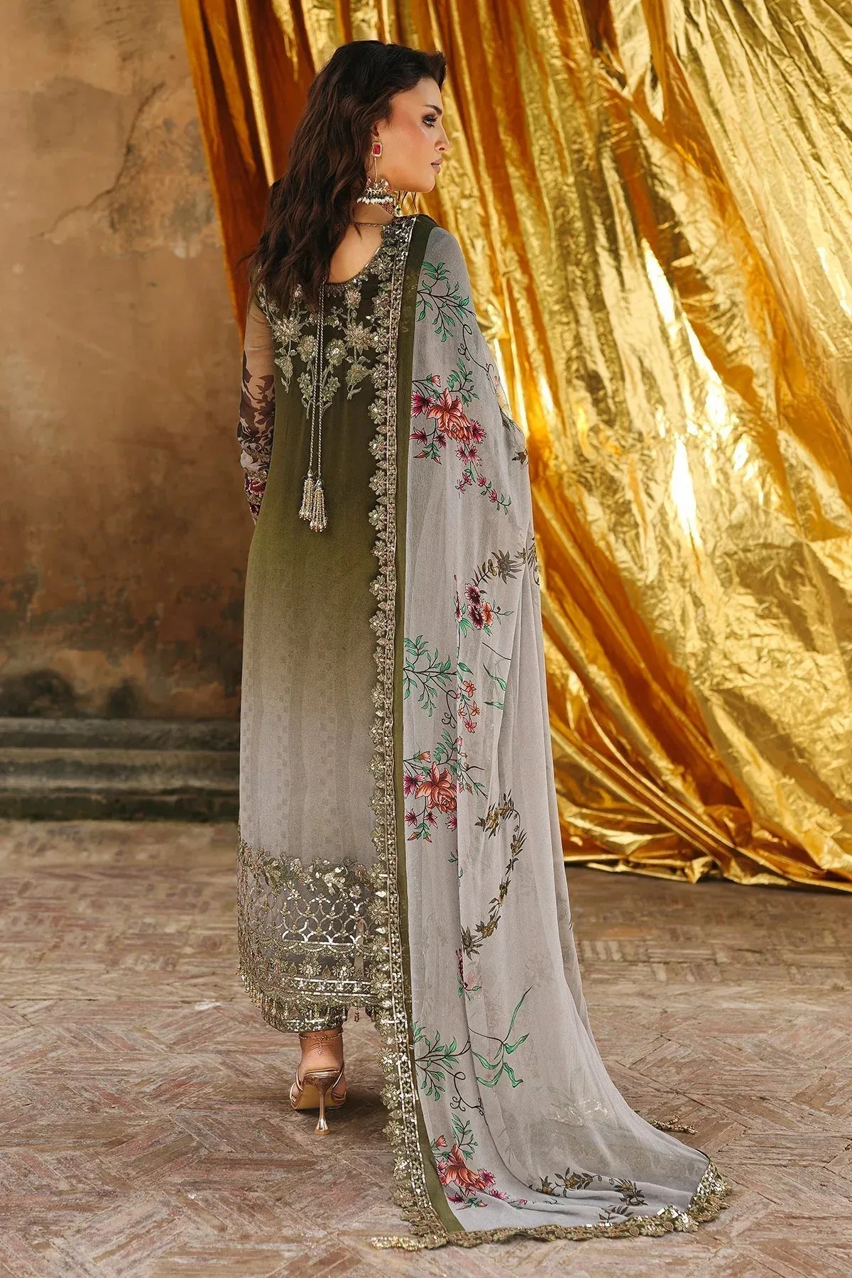 Charizma Vasal Chiffon Multi Raw Silk – view 2 – Poshaq