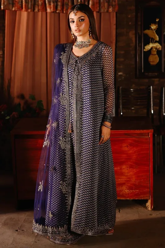 Charizma Fumee Luxury Chiffon Deep Purple Chiffon – view 1 – Poshaq