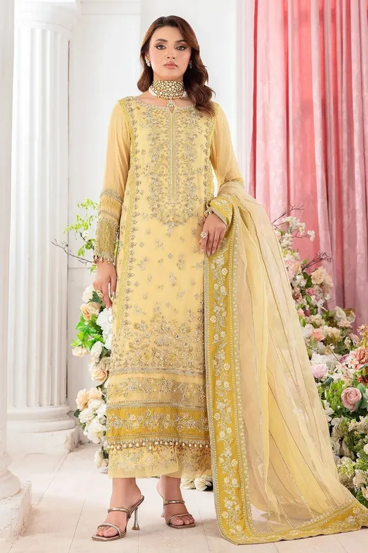Charizma Diamond Dust Lime Yellow Raw Silk – view 1 – Poshaq