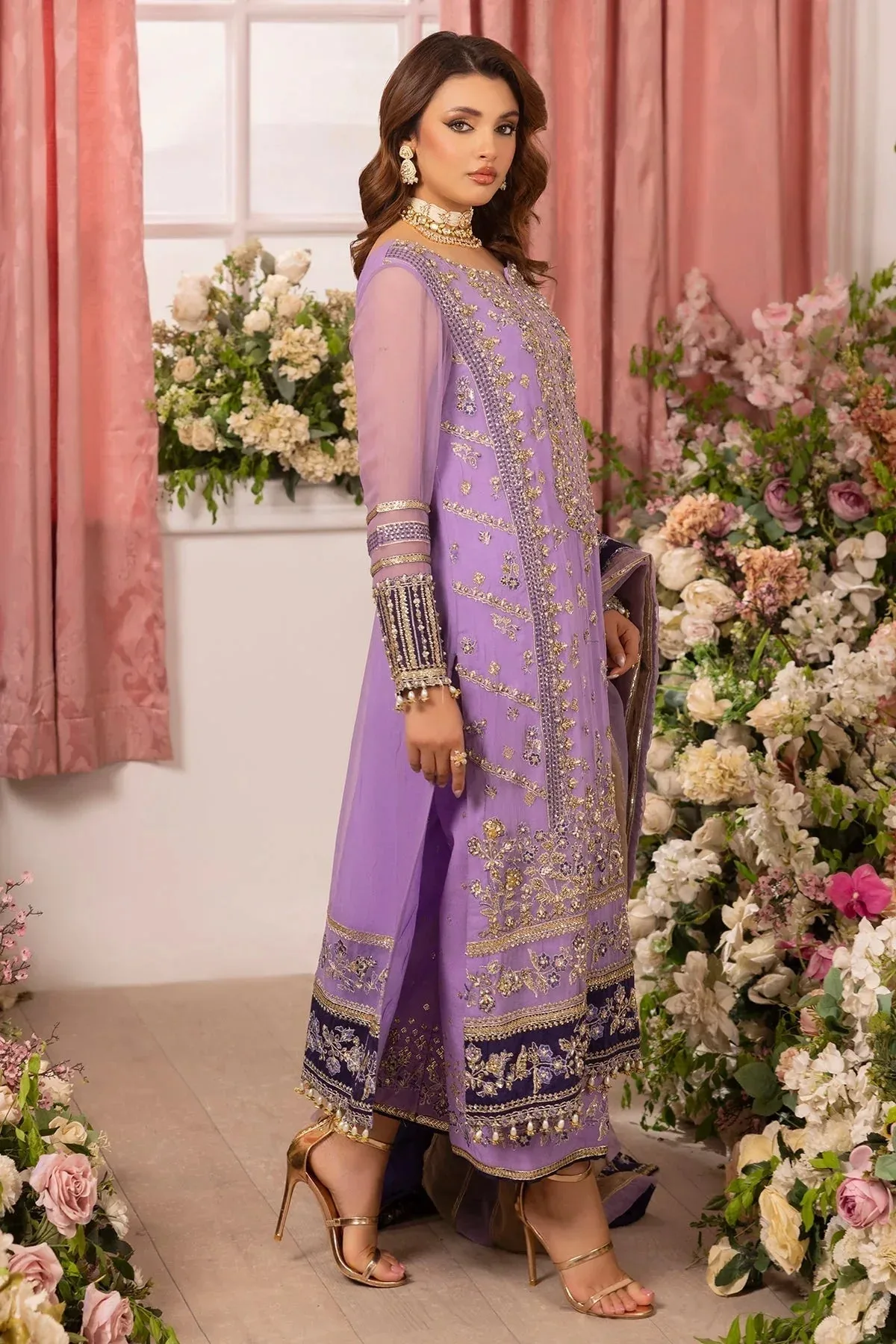 Charizma Diamond Dust Lilac Raw Silk – view 2 – Poshaq
