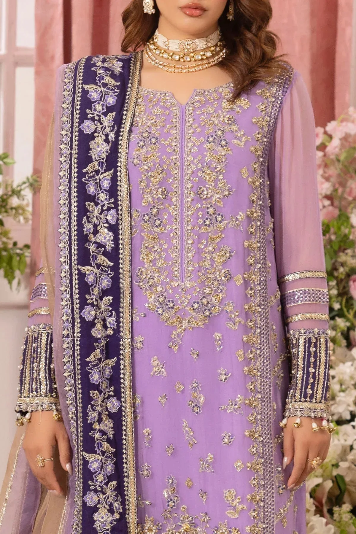 Charizma Diamond Dust Lilac Raw Silk – view 3 – Poshaq