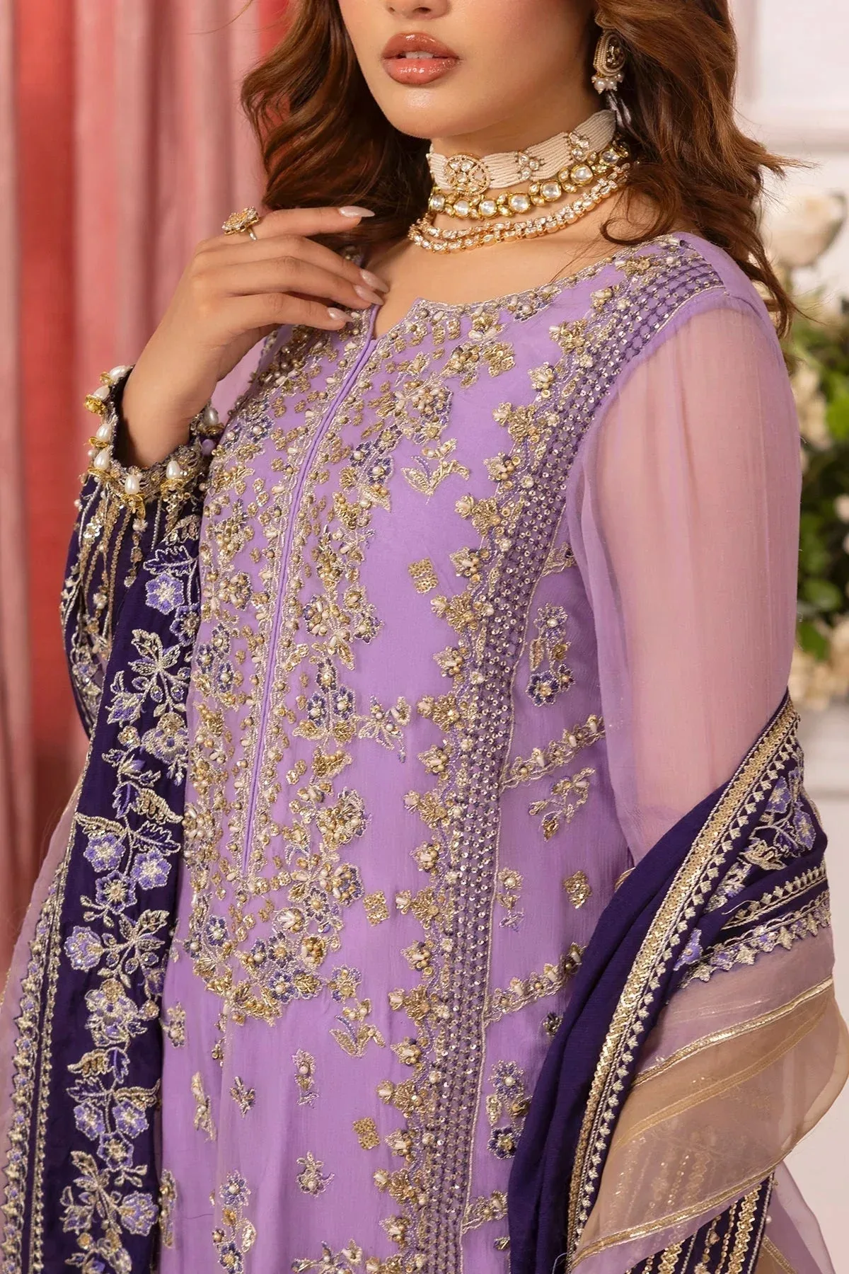Charizma Diamond Dust Lilac Raw Silk – view 5 – Poshaq