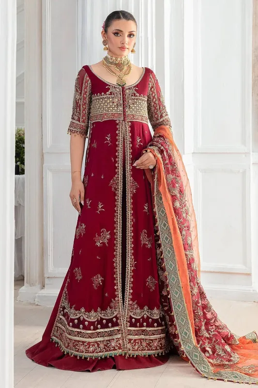 Charizma Diamond Dust Deep Red Raw Silk – view 1 – Poshaq