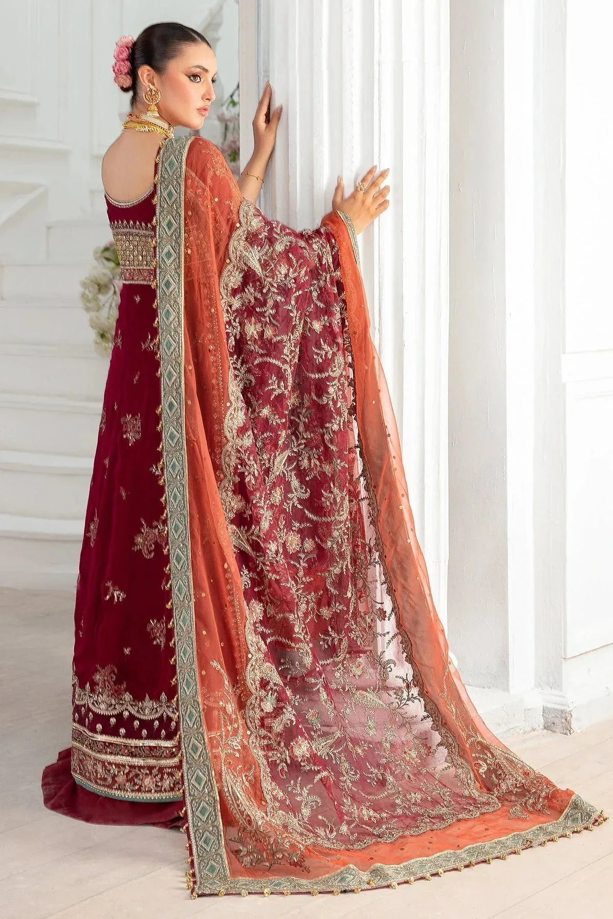 Charizma Diamond Dust Deep Red Raw Silk – view 2 – Poshaq