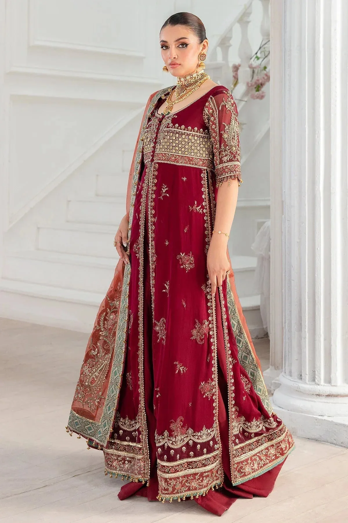Charizma Diamond Dust Deep Red Raw Silk – view 5 – Poshaq