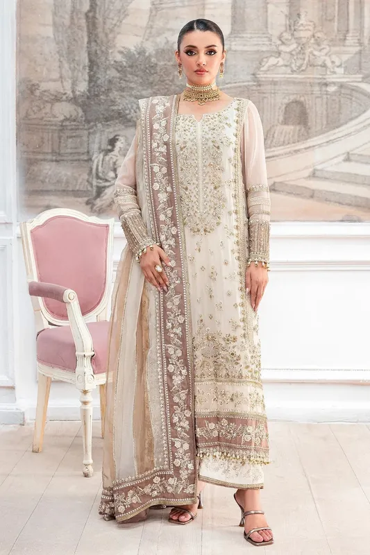 Charizma Diamond Dust Off White Raw Silk – view 1 – Poshaq