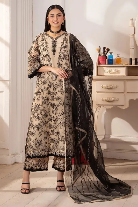 Charizma Festive Pret Beige Raw Silk – view 1 – Poshaq