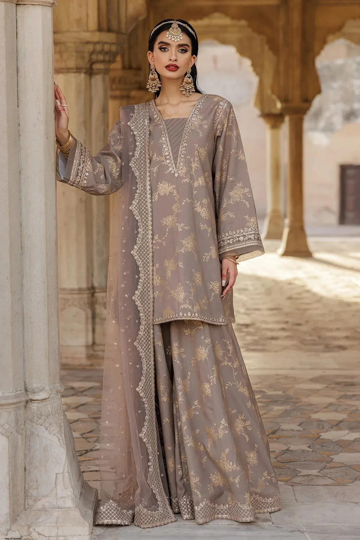 Charizma Festive Pret Grey Raw Silk – view 1 – Poshaq