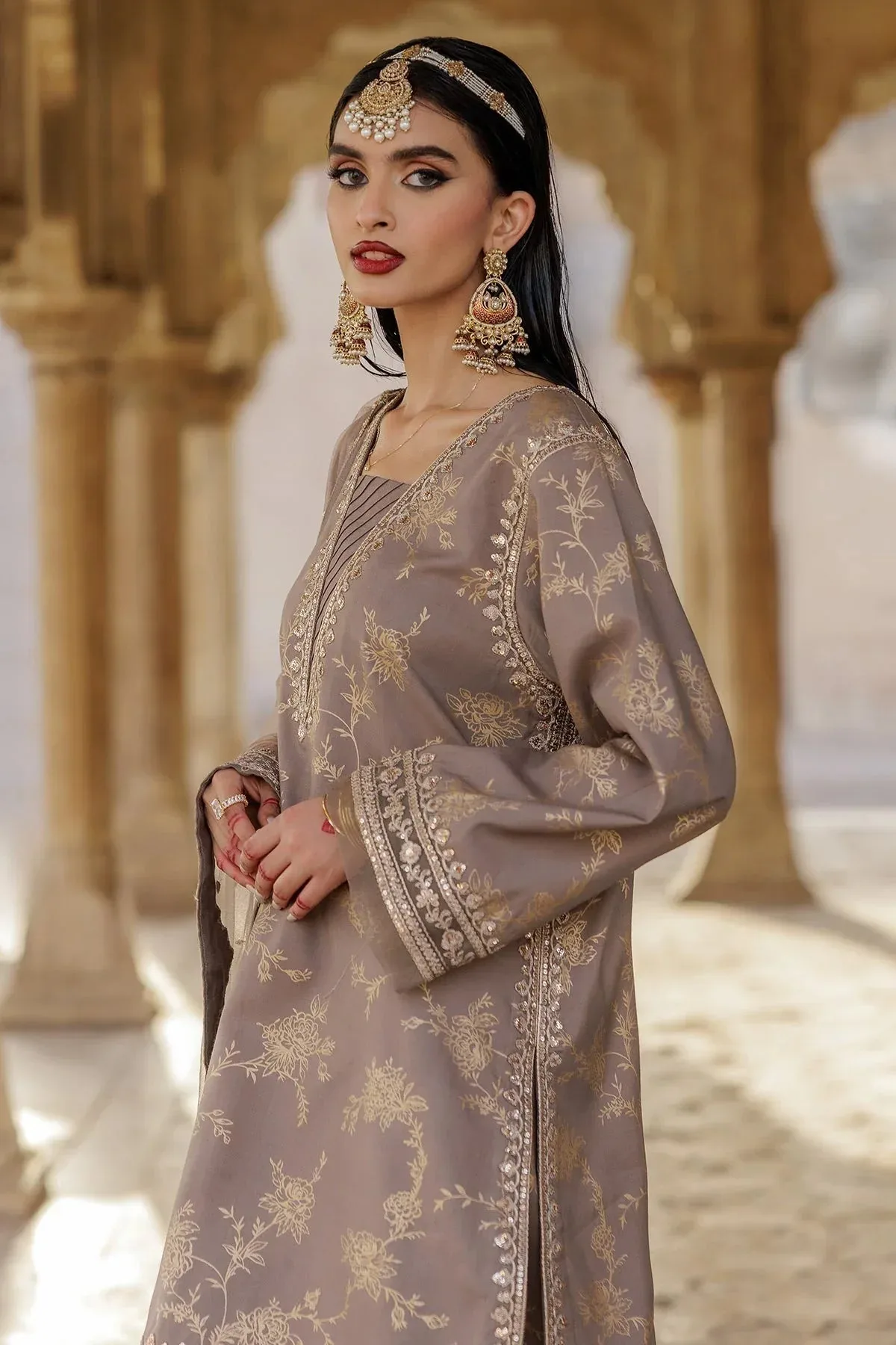 Charizma Festive Pret Grey Raw Silk – view 3 – Poshaq