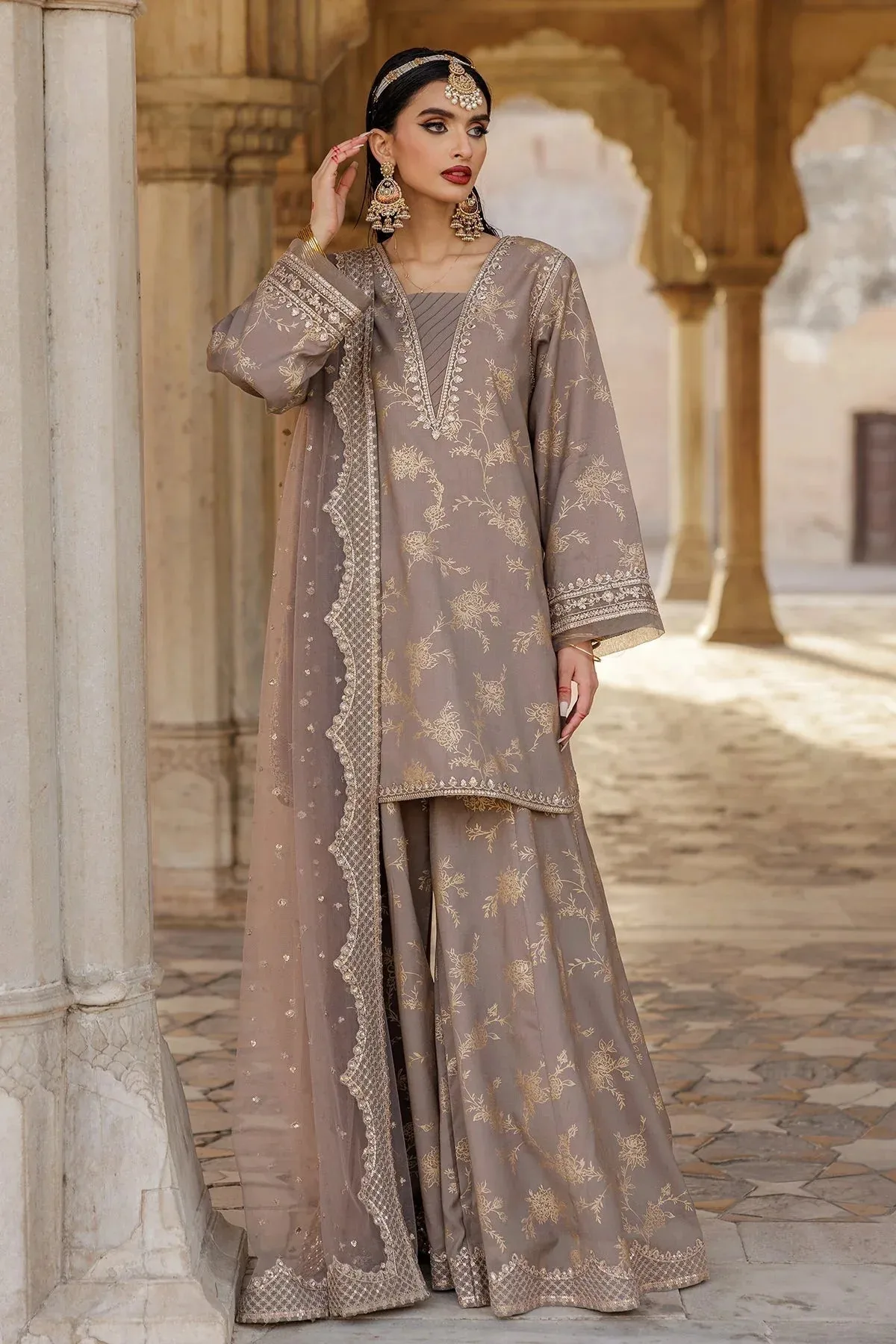Charizma Festive Pret Grey Raw Silk – view 4 – Poshaq