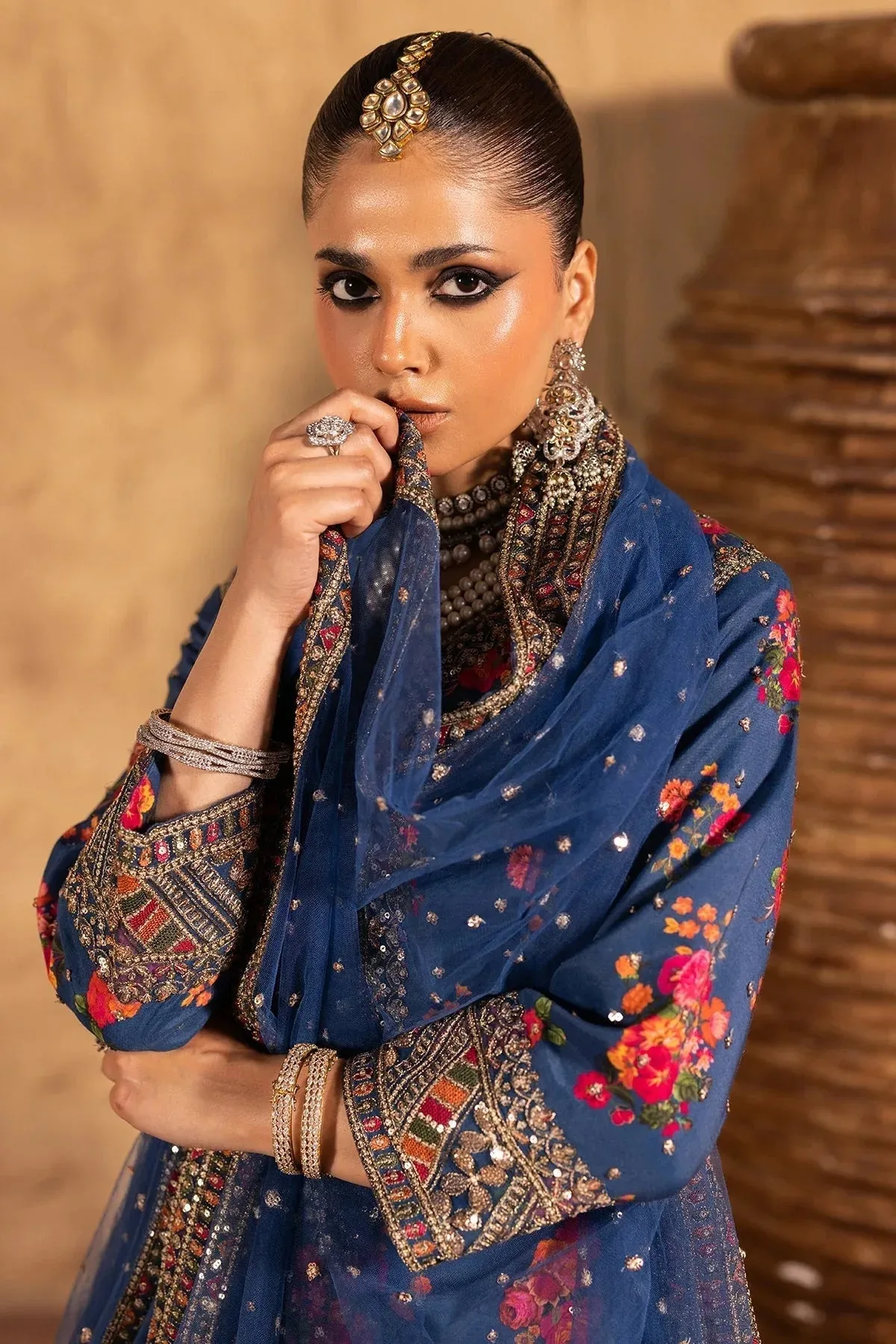 Charizma Festive Pret Navy Blue Raw Silk – view 4 – Poshaq