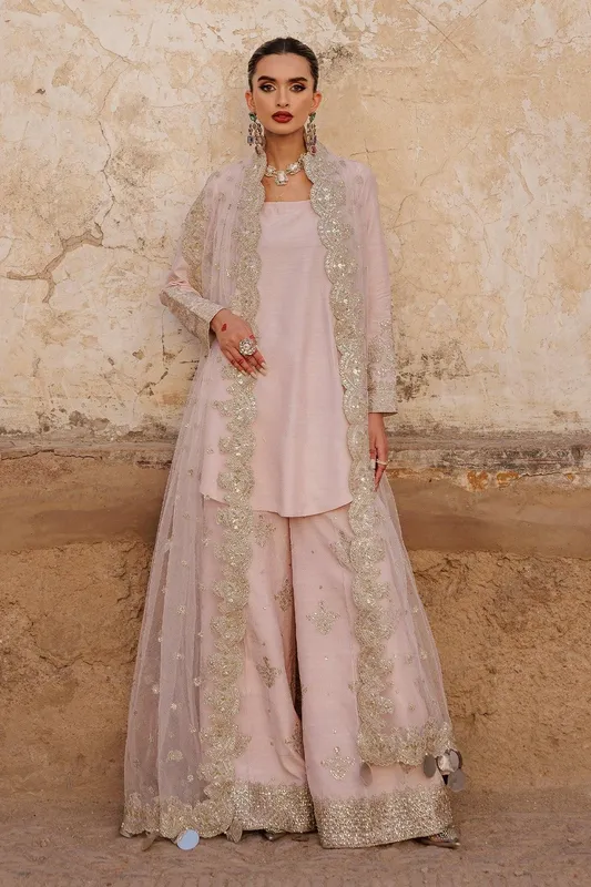 Charizma Festive Pret Pale Pink Raw Silk – view 1 – Poshaq