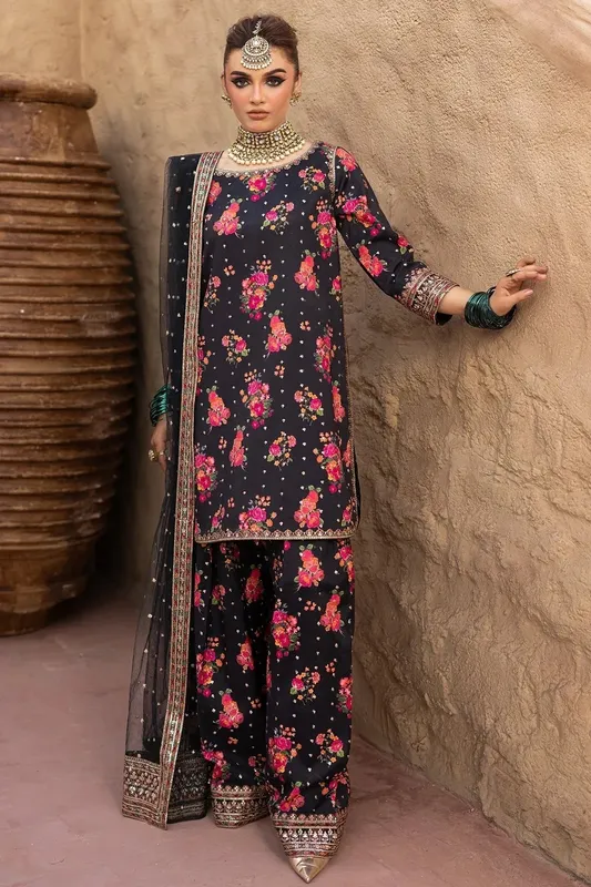 Charizma Festive Pret Black Raw Silk – view 1 – Poshaq