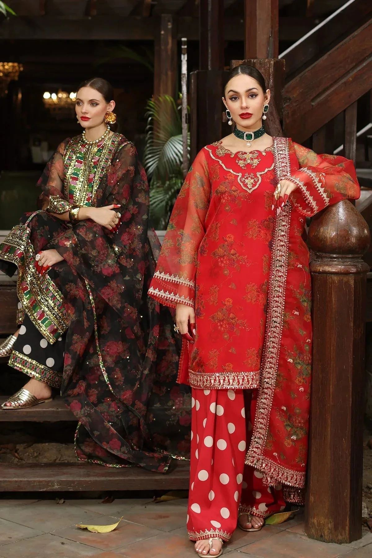 Charizma Festive Pret Red Raw Silk – view 1 – Poshaq