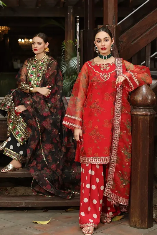 Charizma Festive Pret Red Raw Silk – view 1 – Poshaq